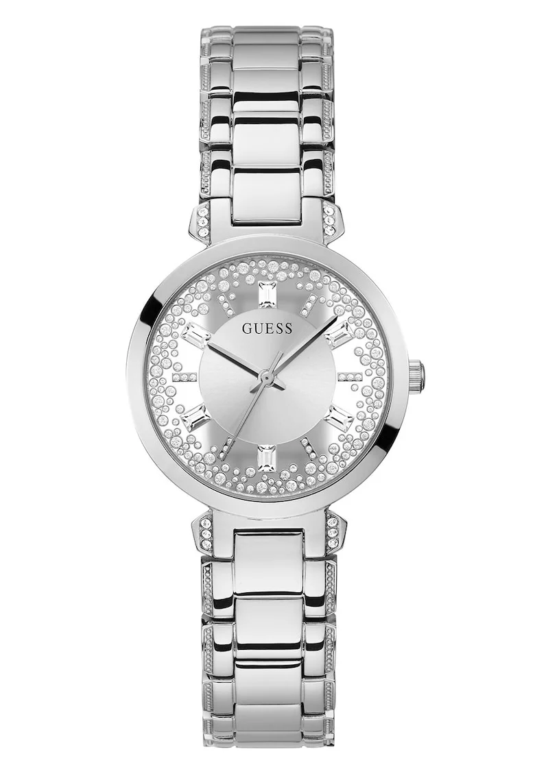 Ceas quartz decorat cu cristale, Argintiu