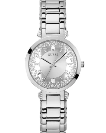Ceas quartz decorat cu cristale, Argintiu