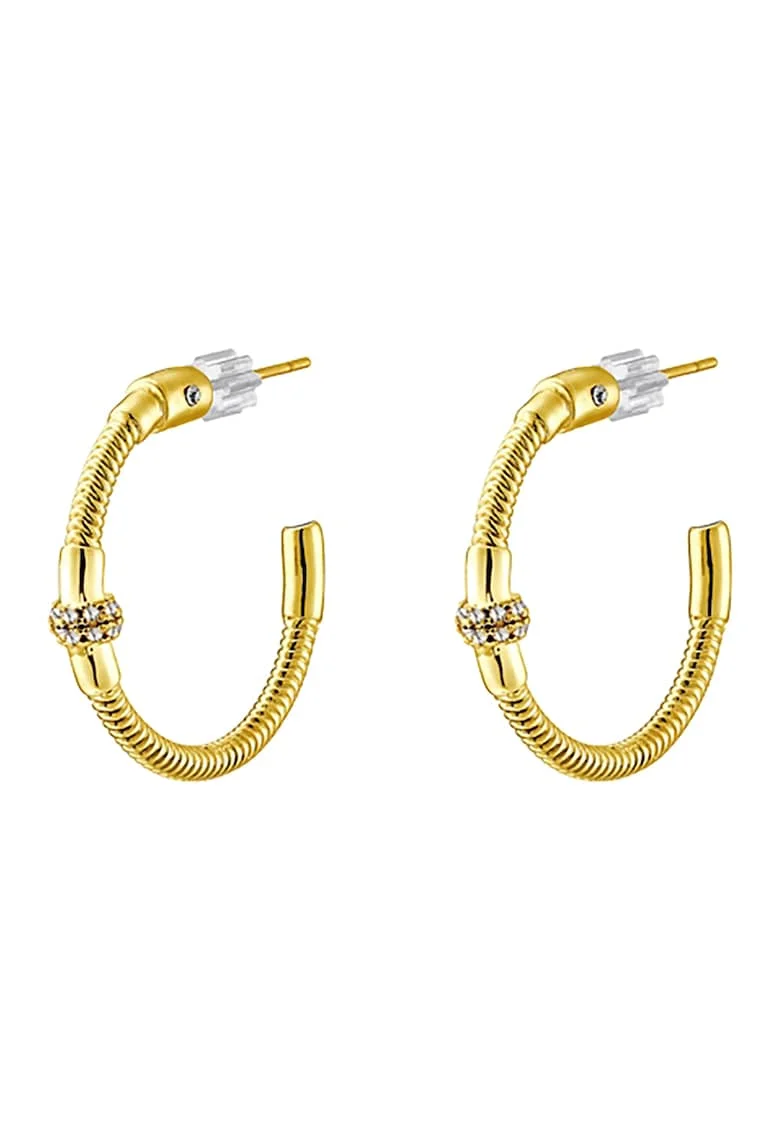 Cercei placati cu aur de 18K si decorati cu zirconia, Auriu