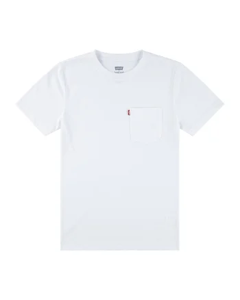 Tricou din amestec de bumbac cu buzunar frontal, Alb optic