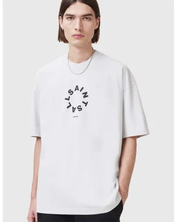 Tricou supradimensionat de bumbac Tierra, Negru/Alb murdar