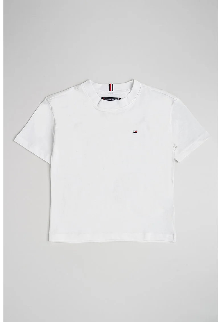 Tricou regular fit cu decolteu la baza gatului, Alb optic