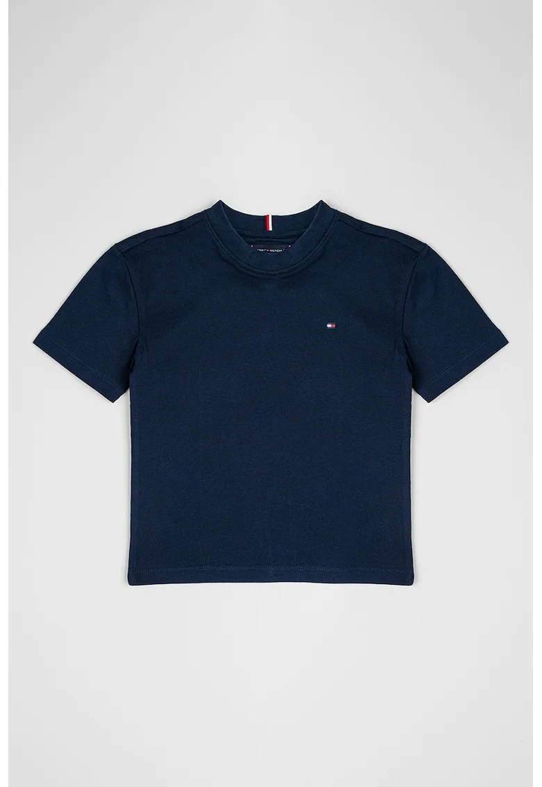 Tricou regular fit cu decolteu la baza gatului, Bleumarin