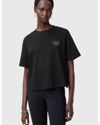 Tricou lejer cu decolteu la baza gatului Lover Lisa, Negru stins