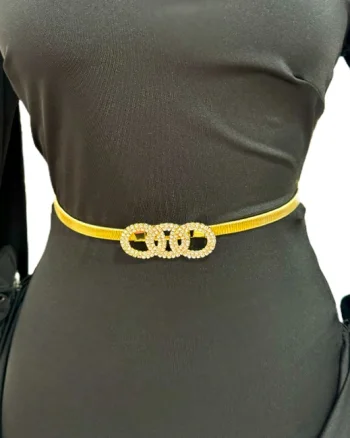 Curea metalica elastica HoXX, catarama - Olimpic Crystal, Auriu
