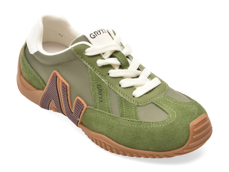 Pantofi sport GRYXX verzi, C61203, din piele intoarsa