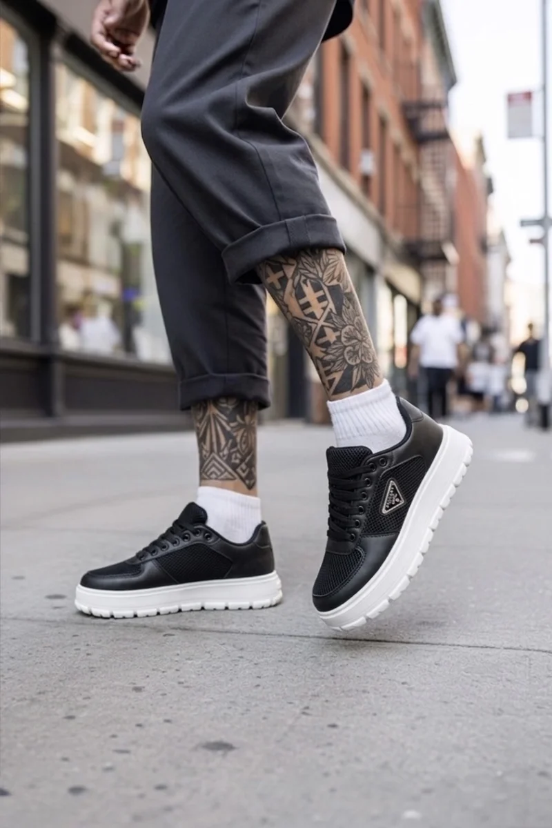 Adidasi barbati casual  negri cu alb L100