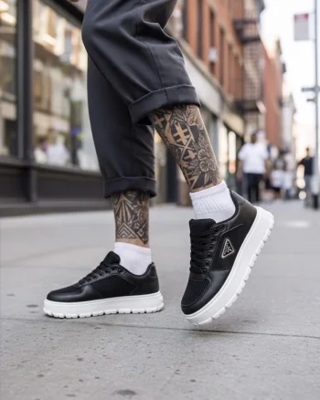 Adidasi barbati casual  negri cu alb L100