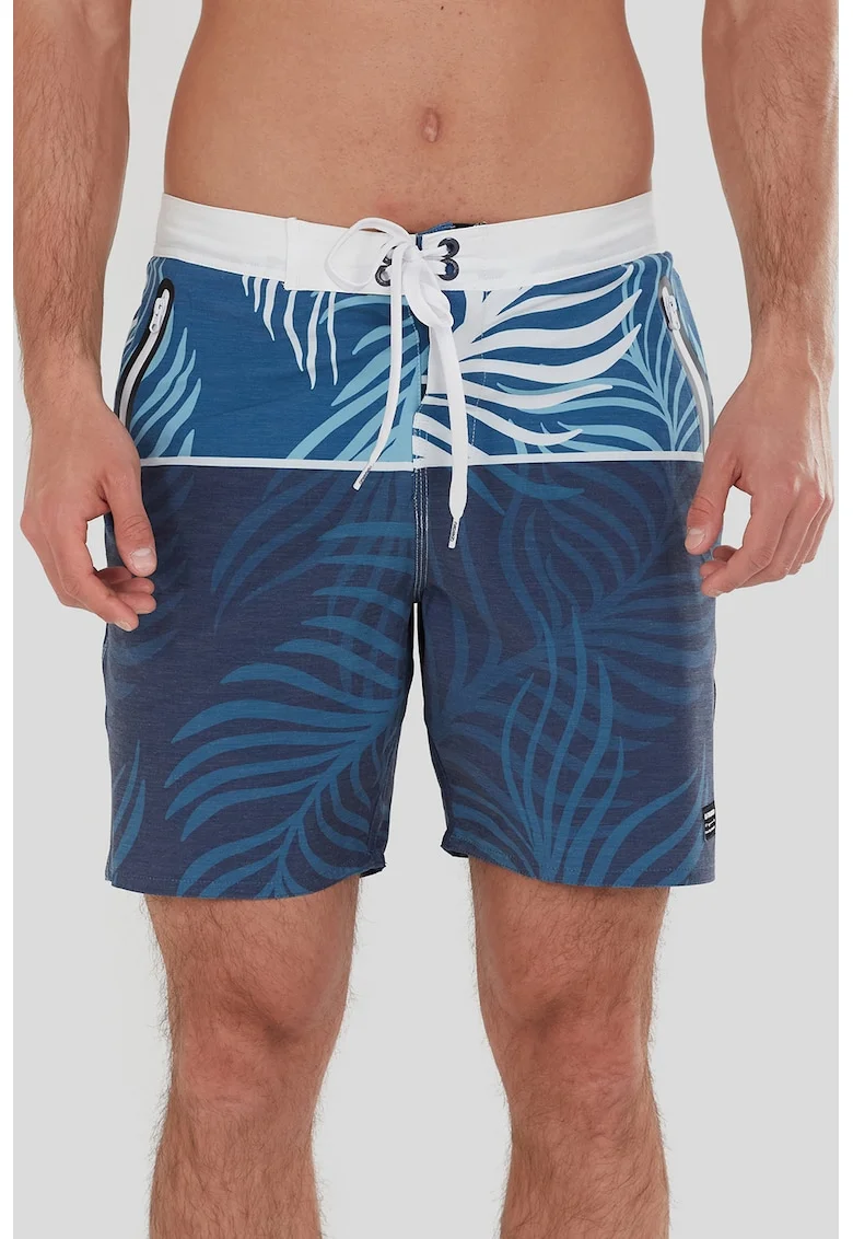 Pantaloni scurti de baie cu buzunare cu fermoar Morris, Albastru pastel/Albastru inchis/Alb murdar