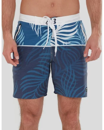 Pantaloni scurti de baie cu buzunare cu fermoar Morris, Albastru pastel/Albastru inchis/Alb murdar