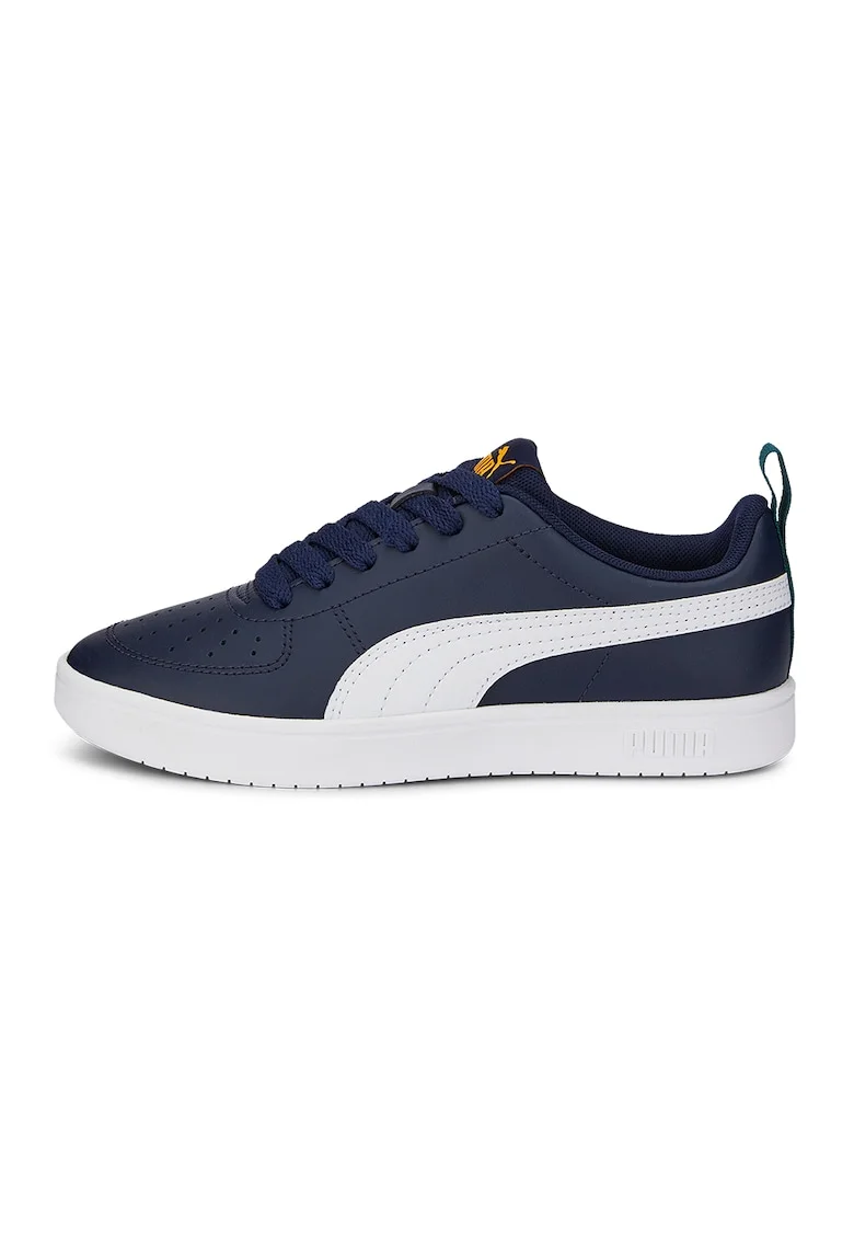 Pantofi sport Rickie low-cut din piele ecologica, Alb/Galben/Bleumarin