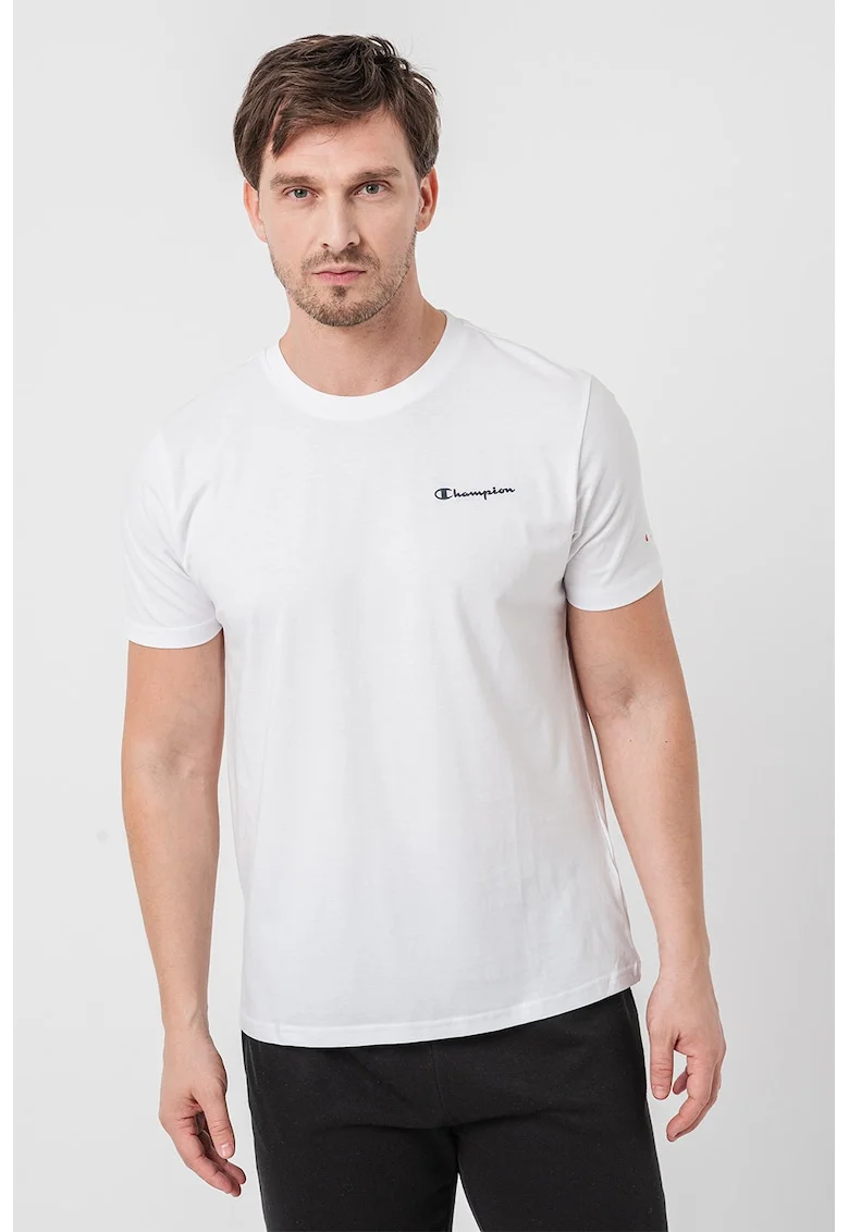 Tricou din bumbac cu detalii logo Basic, Alb
