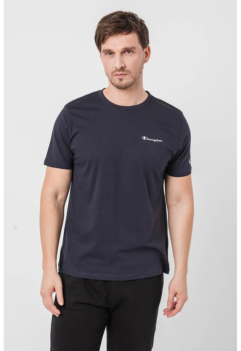 Tricou din bumbac cu detalii logo Basic, Bleumarin