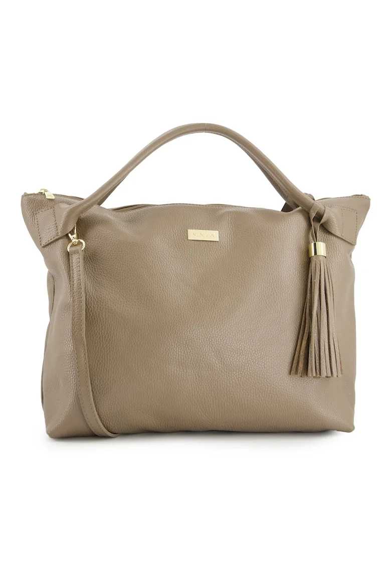 Geanta shopper mare  maro, piele naturala, 35x46x11cm, cu manere de 44cm, curea detasabila de 113cm
