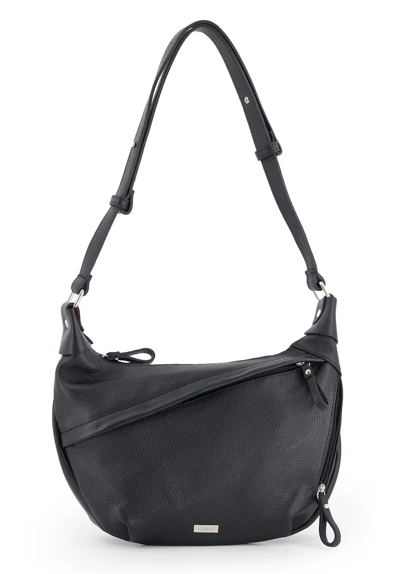 Geanta de umar,  piele naturala, 2 buzunare interioare, 2 buzunare exterioare, neagra, 34x22x7cm