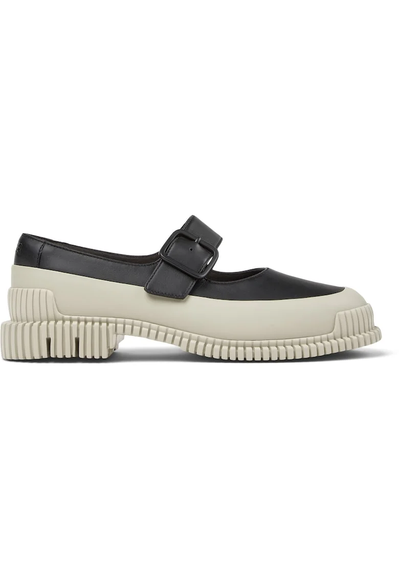 Pantofi Mary Jane din piele cu aspect masiv Pix 232570, Negru/Bej