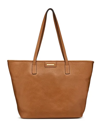 Geanta shopper de piele cu etui interior, Maro scortisoara