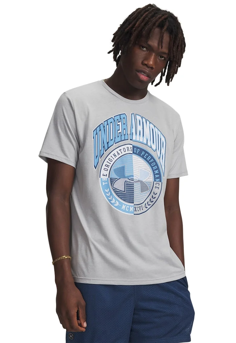 Tricou lejer Varsity Crest, Albastru pastel/Gri deschis/Alb optic