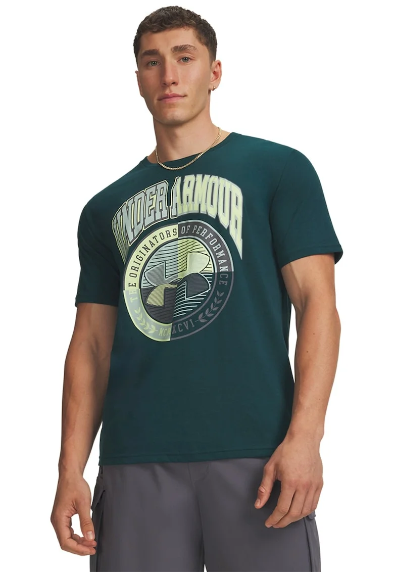 Tricou lejer Varsity Crest, Verde padure/Verde pal