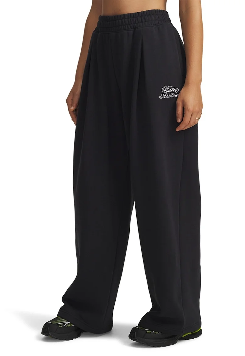 Pantaloni de trening din fleece cu croiala ampla Rival, Negru
