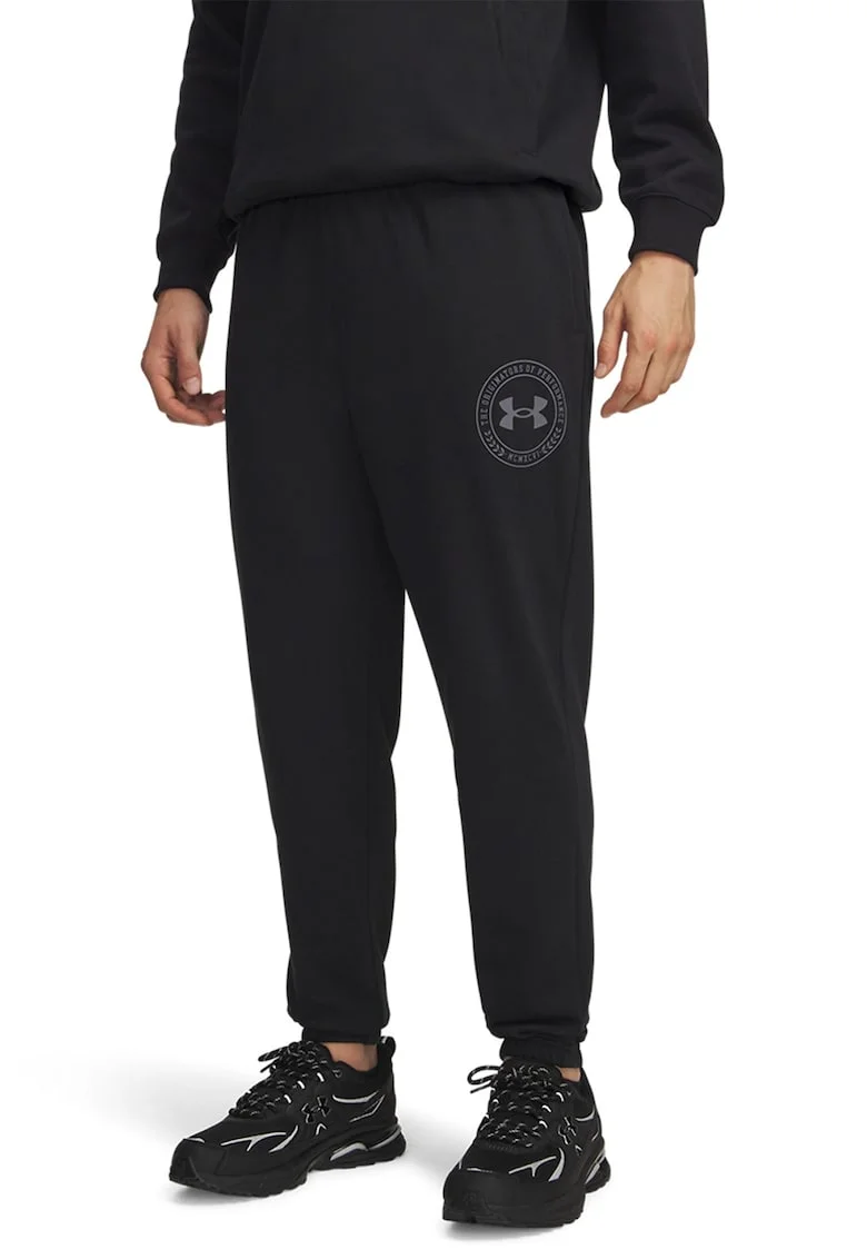 Pantaloni de trening din amestec de bumbac cu croiala conica Rival, Negru