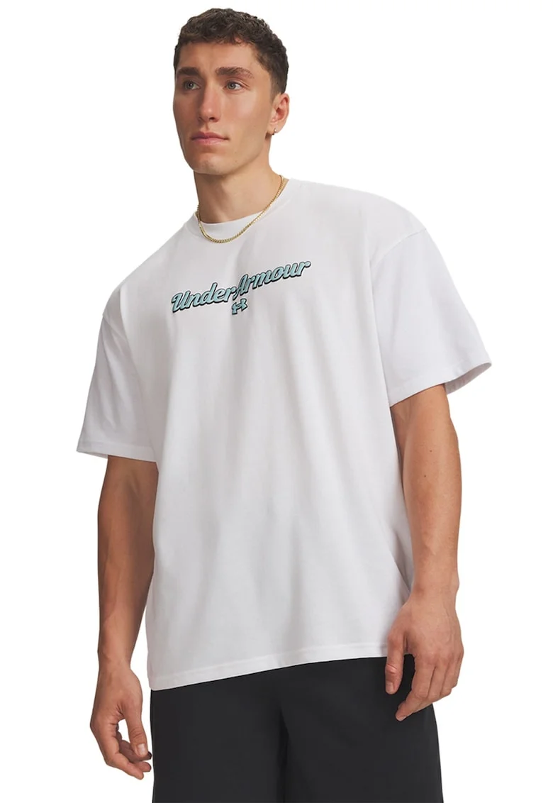 Tricou din amestec de bumbac cu logo, Albastru pastel/Alb optic