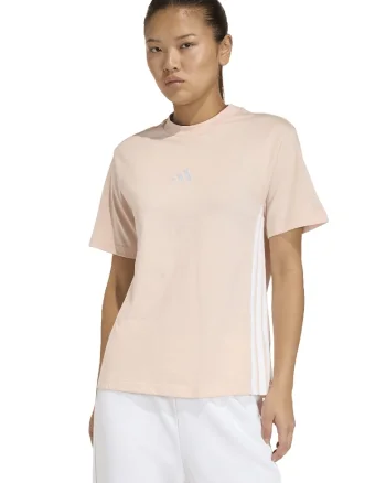 Tricou din bumbac cu decolteu la baza gatului, Alb/Piersica