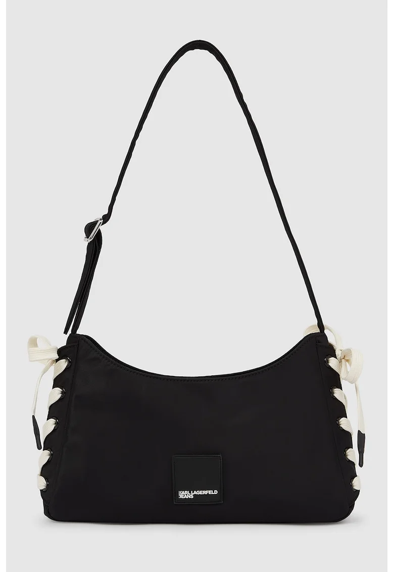 Geanta de umar cu sireturi decorative, Negru