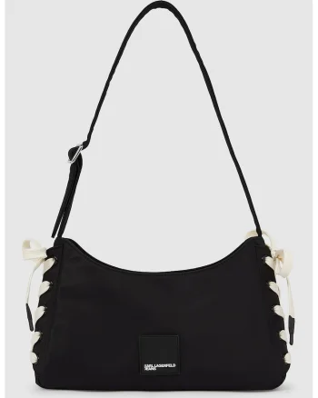 Geanta de umar cu sireturi decorative, Negru