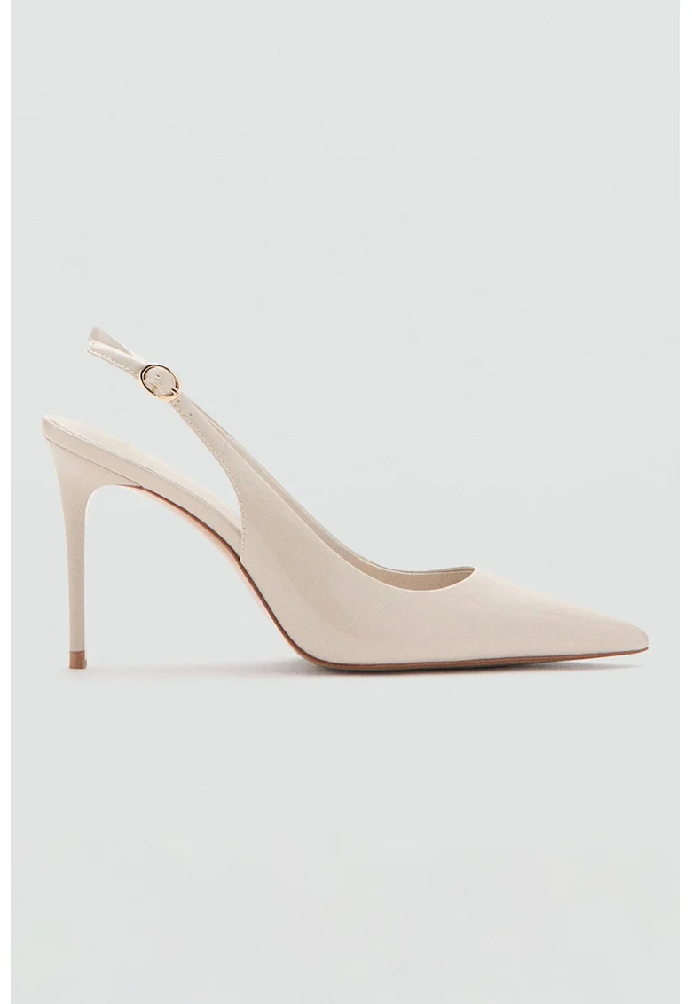 Pantofi slingback cu aspect lacuit, Bej deschis
