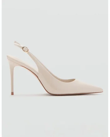 Pantofi slingback cu aspect lacuit, Bej deschis