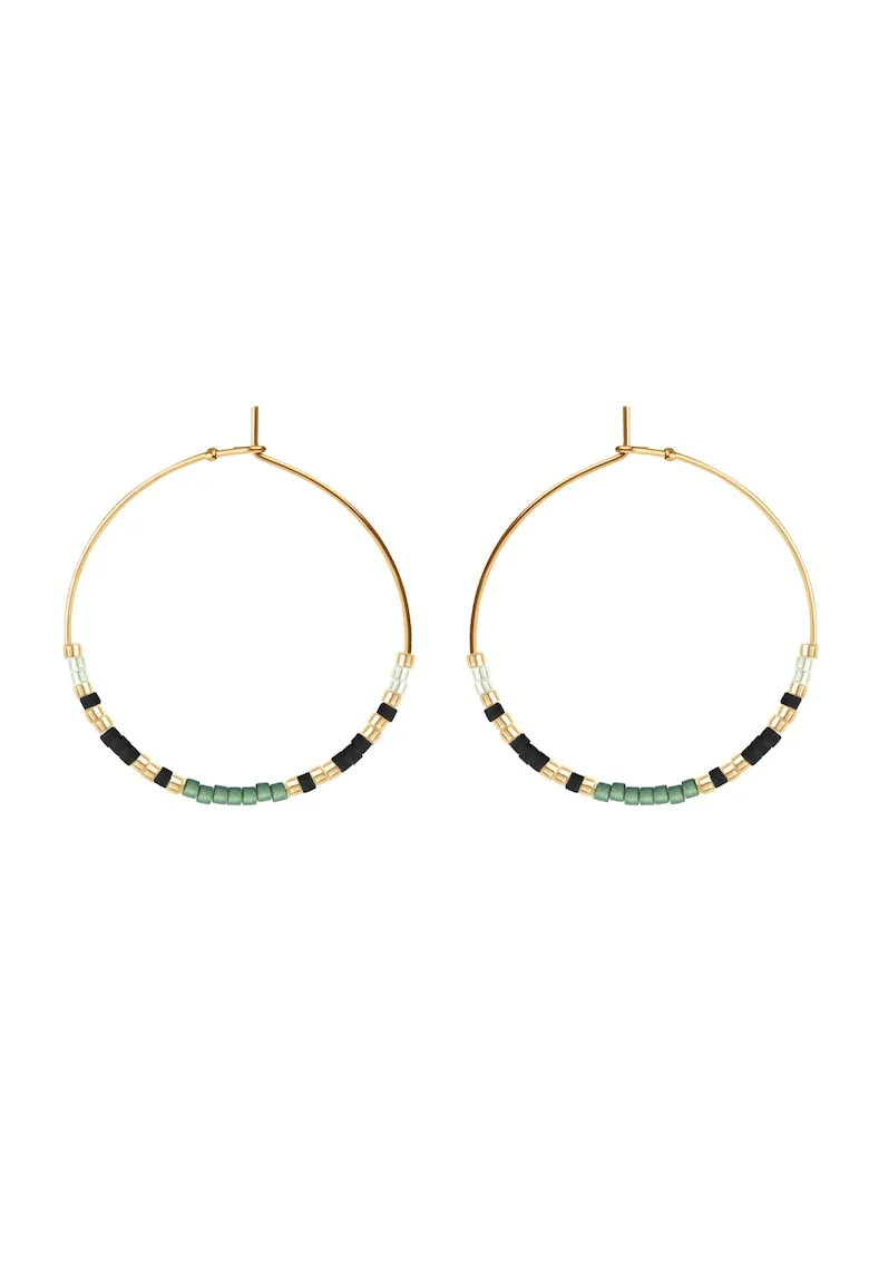 Cercei hoop decorati cu margele din sticla japoneze