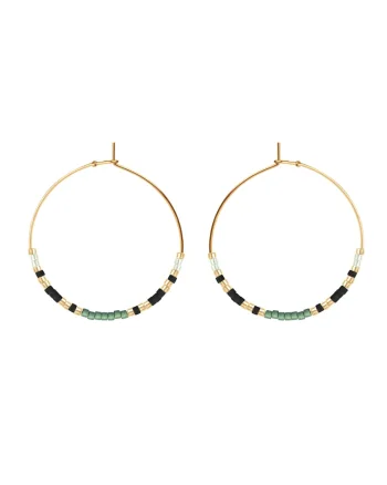 Cercei hoop decorati cu margele din sticla japoneze
