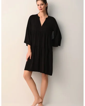 Rochie scurta cu decolteu in V, Negru