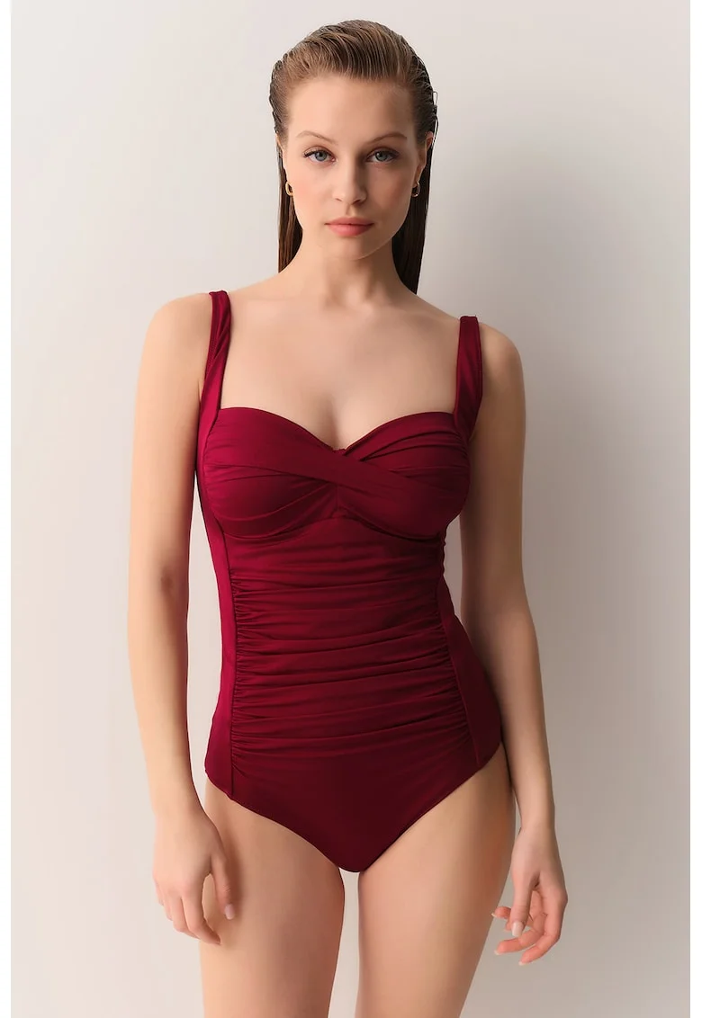 Costum de baie intreg cu model uni, Visiniu