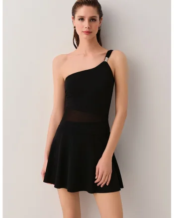 Costum de baie intreg cu bretele detasabile, Negru