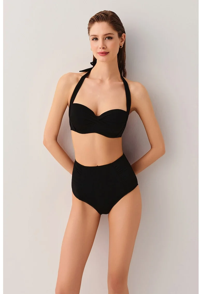 Costum de baie cu talie inalta, Negru