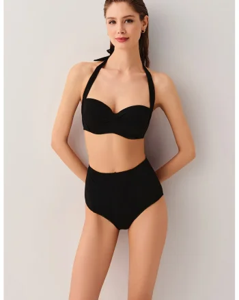Costum de baie cu talie inalta, Negru