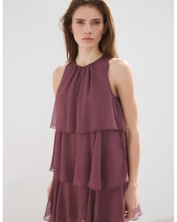 Rochie scurta cu volane, Violet tyrian