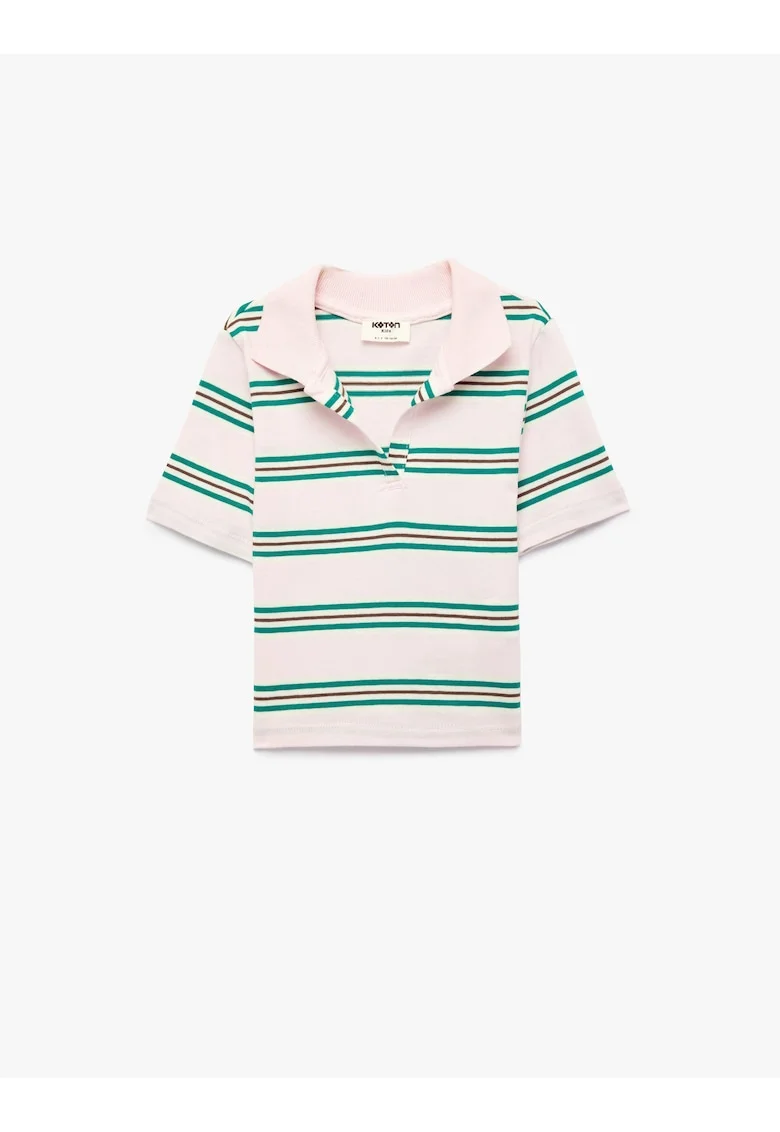 Tricou polo cu croiala regular-fit si dungi, Maro cognac/Roz deschis/Verde aquamarin