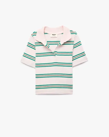 Tricou polo cu croiala regular-fit si dungi, Maro cognac/Roz deschis/Verde aquamarin