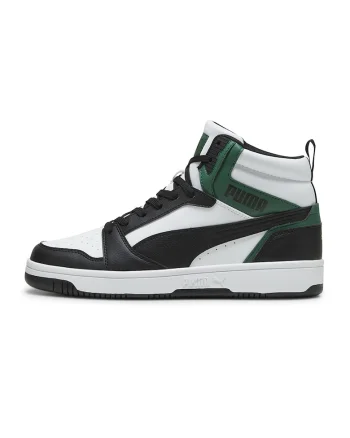 Pantofi sport mid-high din piele ecologica Rebound, Alb/Verde/Negru