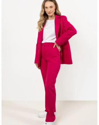 Pantaloni dama,  poliester-elastan, Fucsia