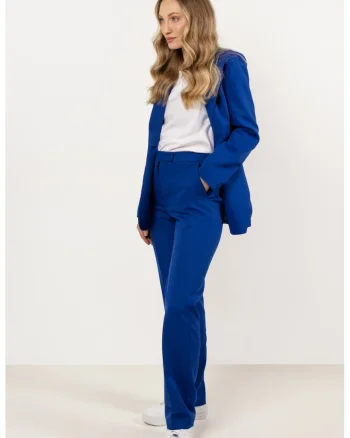Pantaloni dama,  poliester-elastan, Albastru