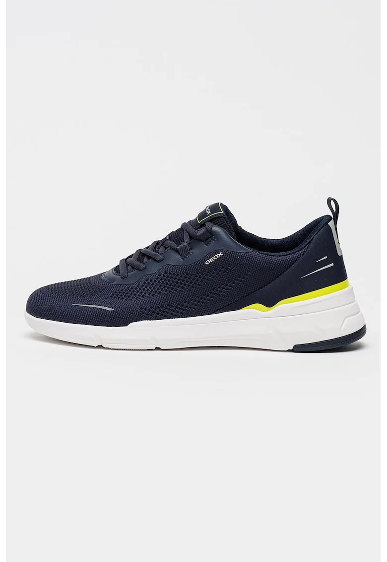 Pantofi sport Vittour din material textil cu insertii de piele ecologica, Galben/Albastru ultramarin/Alb optic