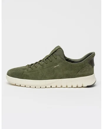 Pantofi sport Flextride Plus cu loglow-cut din piele intoarsa, Alb murdar/Verde feriga