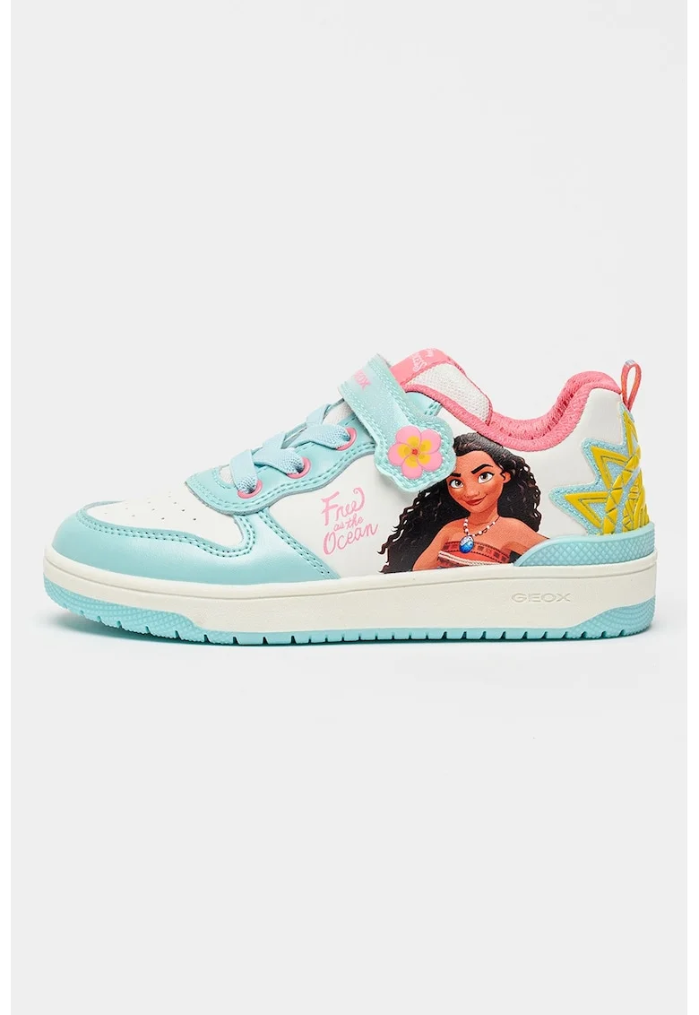 Pantofi sport Washiba cu velcro si model, Albastru pastel/Alb murdar/Roz prafuit