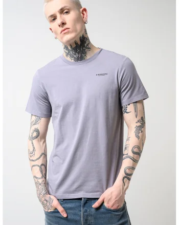 Tricou slim fit de bumbac organic cu decolteu la baza gatului Base, Liliac prafuit