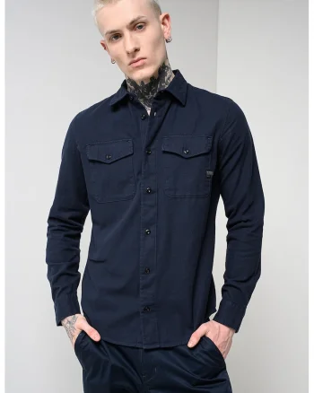 Camasa slim fit Marine, Alb/Albastru ultramarin