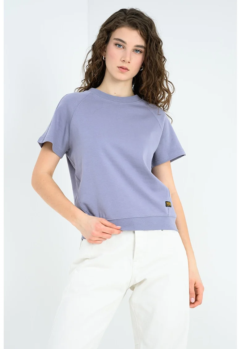 Tricou din bumbac organic cu maneci raglan, Violet prafuit